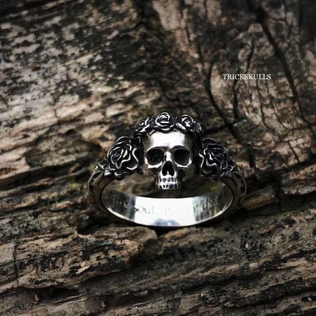 Rose Crown Skull 316l Stainless Steel Flower Ring Sizes 9 10 11 12 13 14